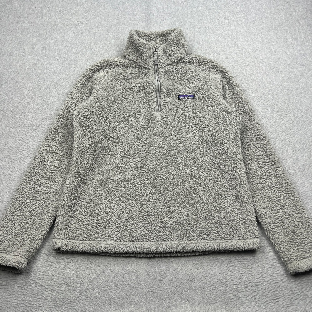 Patagonia Los Gatos 1/4 Zip Fleece Womens Medium Grey Sherpa Pullover 25235 DFTG